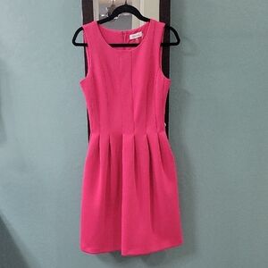 Pleated Hot Pink Sleeveless Dress